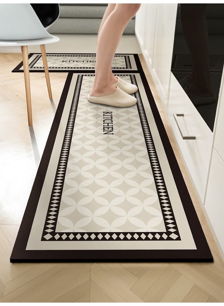 أديلي سجاد مطبخ من طين الدياتوم بسمك 3.5 مم، مجموعة 2 قطعة، سجادة ماصة ومريحة ومضادة للانزلاق، سجاد أرضية سريع الجفاف للمطبخ والحمام والغسيل، 40×60 سم + 40×120 سم - Image 1